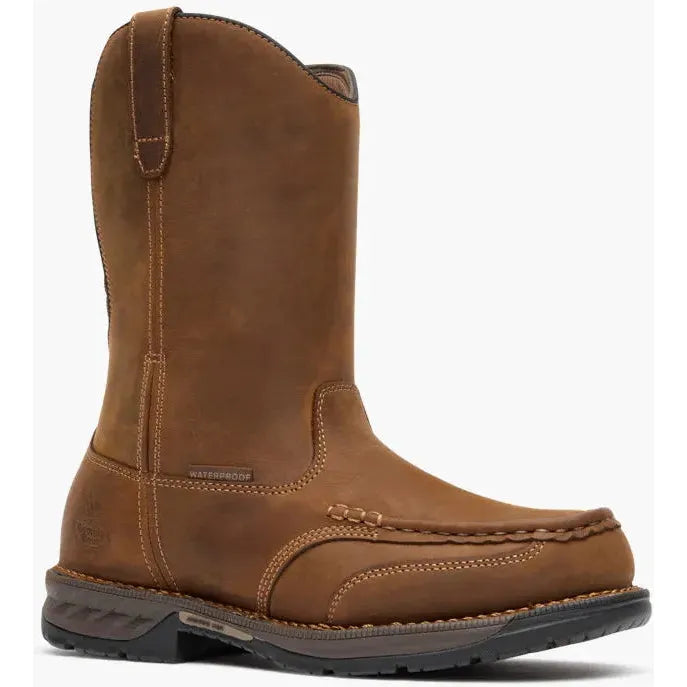 Georgia Men's Athens 360 11" Moc Toe WP Pull On Work Boot- Brown- GB00738 8 / Medium / Brown - Overlook Boots