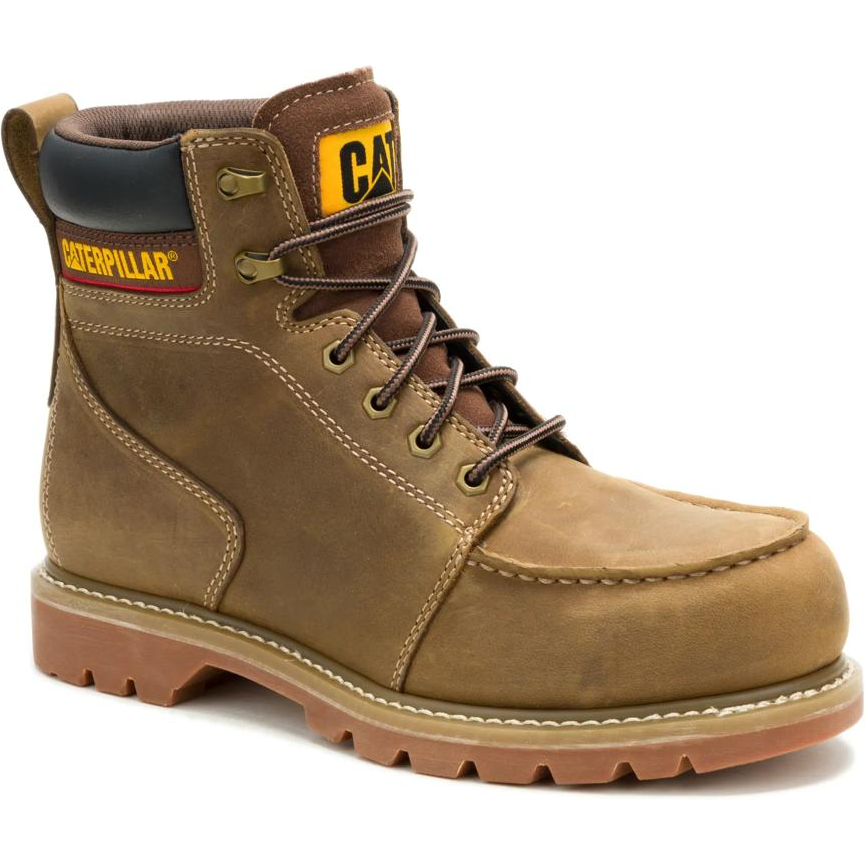 Cat Men's Second Shift Grader Moc Steel Toe Work Boot- Wheat- P91855 6 / Medium / Tan - Overlook Boots