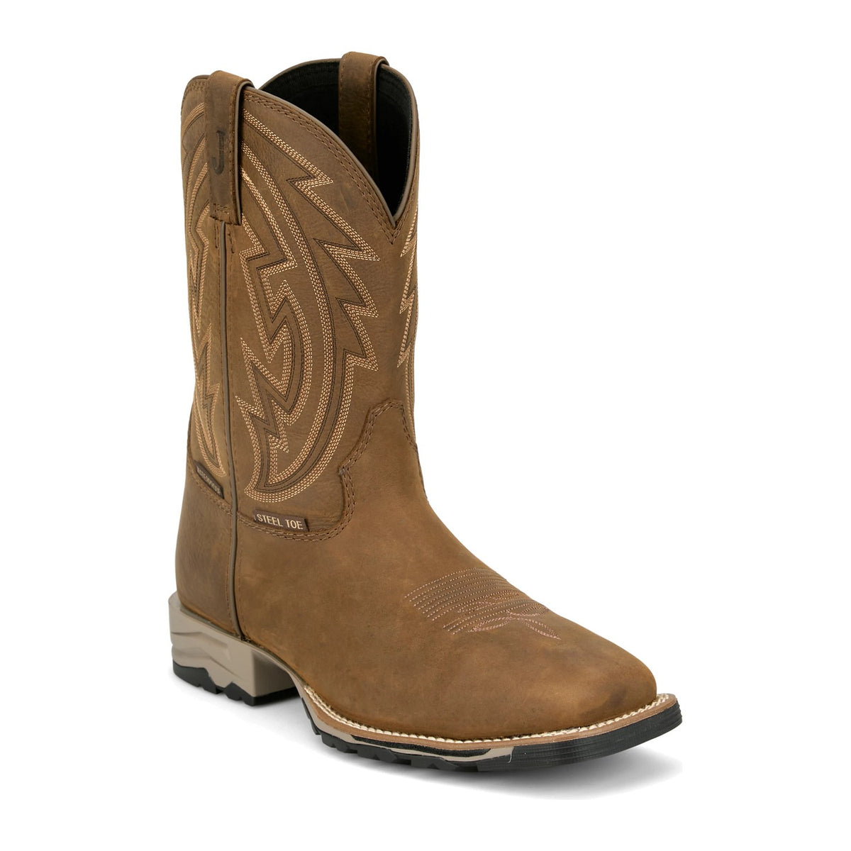 Justin Men's Lytle 11" Steel Toe Waterproof Western Work Boot - Brown - MV4599 7 / Medium / Brown - Overlook Boots