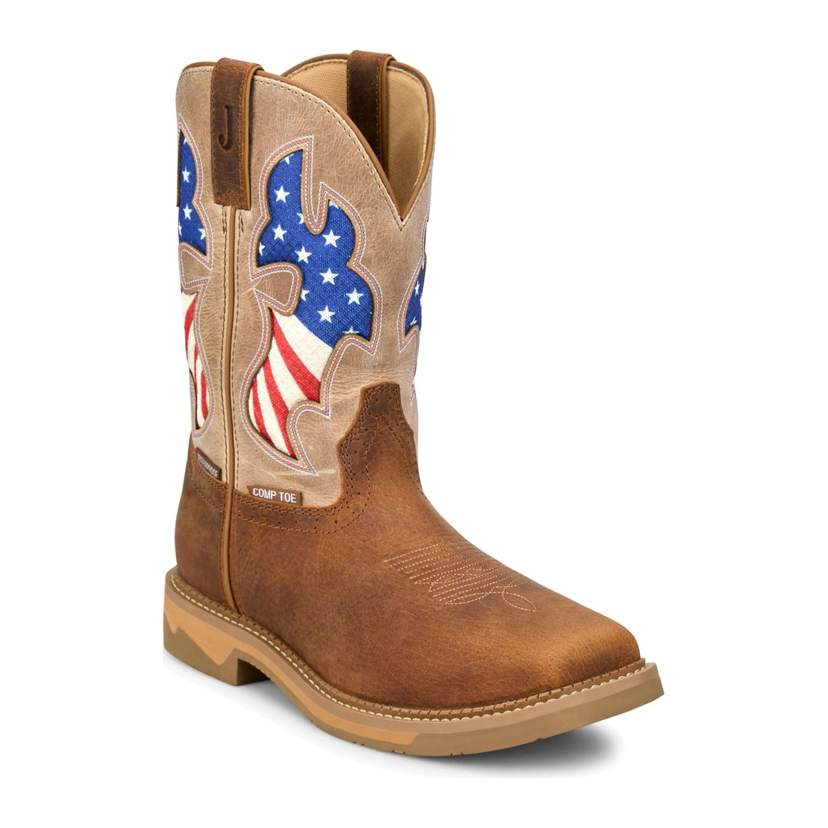 Justin Men's Bolt 11" Composite Toe Waterproof Western Work Boot - Pecan - SE4137 7 / Medium / Pecan - Overlook Boots