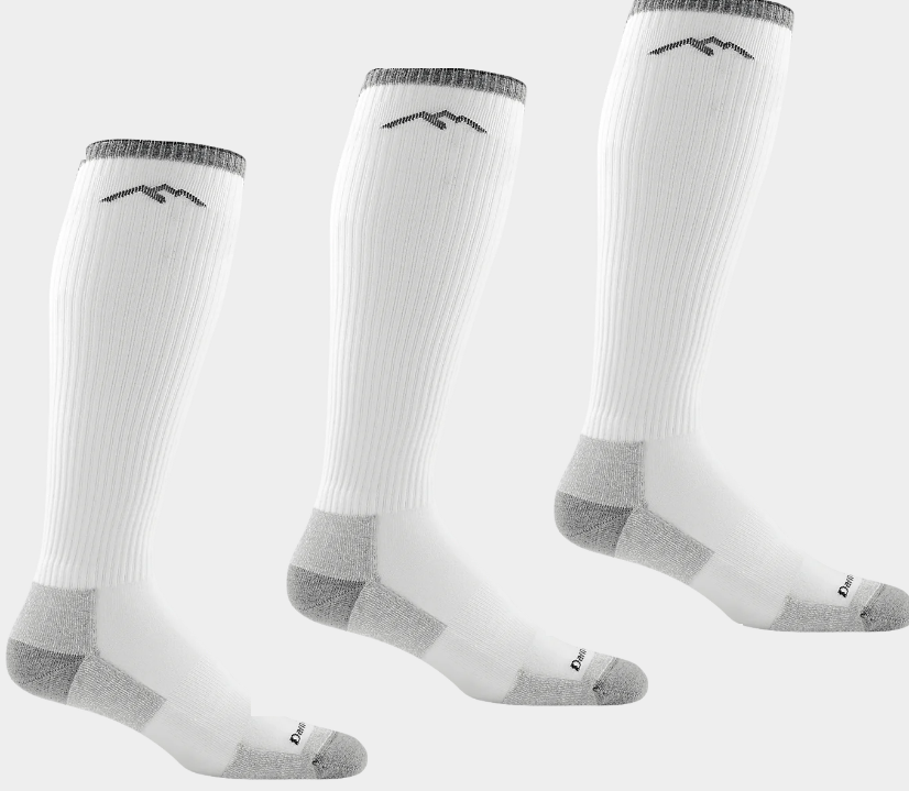 Men's Darn Tough Westerner Over-the-Calf Lightweight Work Sock 3-Pack - White Medium / White - Overlook Boots