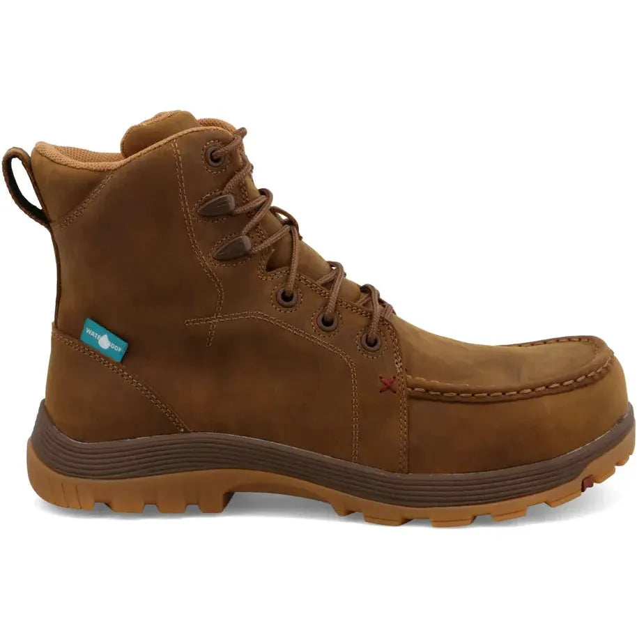 Twisted X Men's Oblique 6" Comp Toe Waterproof Western Work Boot - Saddle - MFSWNW1