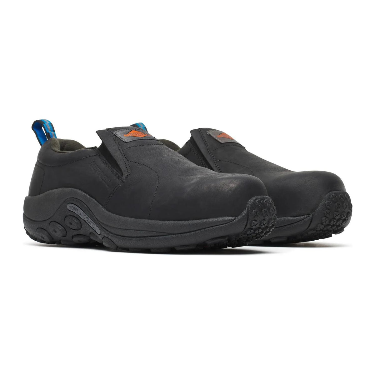Merrell Work Men's Jungle Moc Leather Composite Toe Waterproof Slip Resistant Wide Work Shoe - Black - J099317W 7 / Wide / Black - Overlook Boots