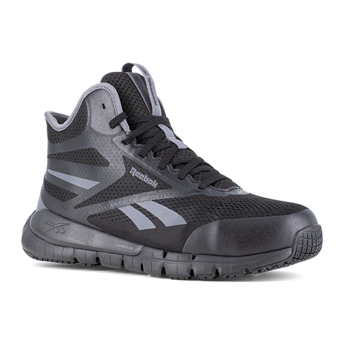 Reebok Men's Flex Trainer Composite Toe Mid Cut Athletic Work Shoe - Black and Gray - RB5125 7 / Medium / Black and Gray - Overlook Boots