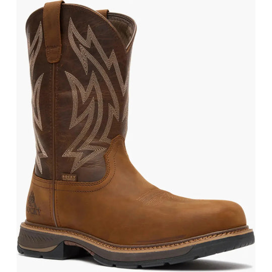 Rocky Men's Ride Lte 11" Carbon Toe Waterproof Western Work Boot- Brown- RKW0474 7.0 / Medium / Brown - Overlook Boots