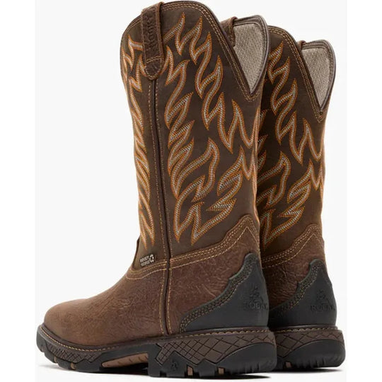 Rocky Men's Ironhawk 12" Square Toe Waterproof Western Work Boot - Brown - RKW0467 - Overlook Boots