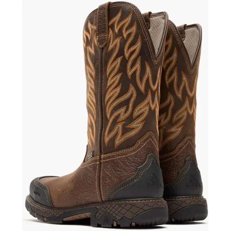 Rocky Men's Ironhawk 12" Comp Toe WP Western Boot- Brown- RKW0468 - Overlook Boots