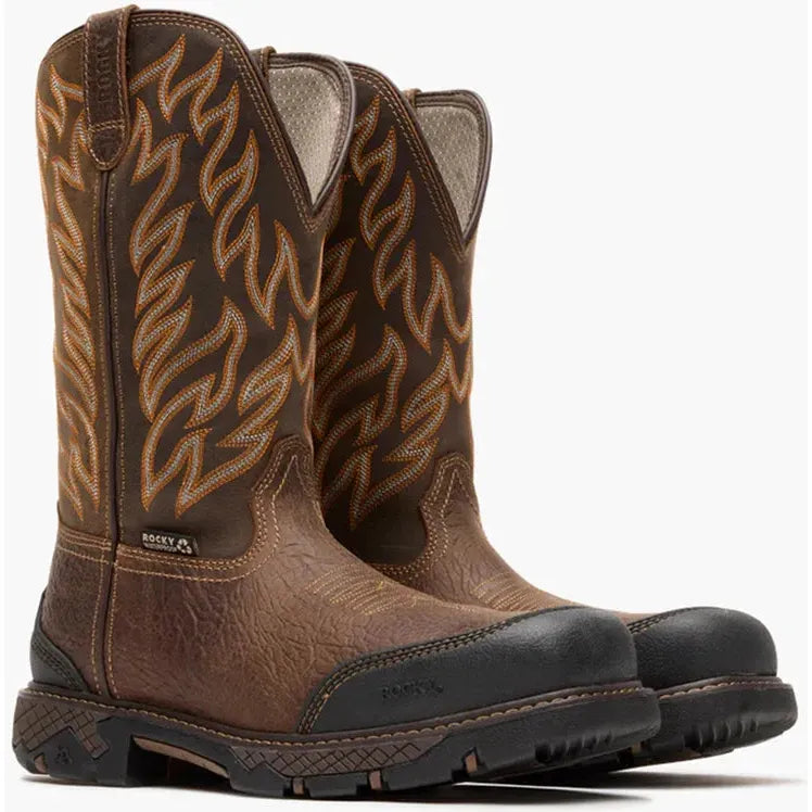 Rocky Men's Ironhawk 12" Comp Toe WP Western Boot- Brown- RKW0468 - Overlook Boots