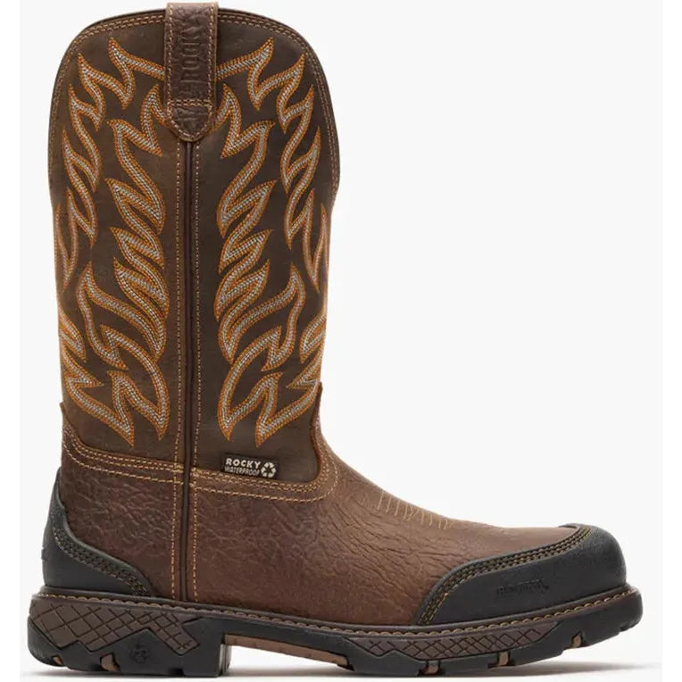 Rocky Men's Ironhawk 12" Comp Toe WP Western Boot- Brown- RKW0468 - Overlook Boots