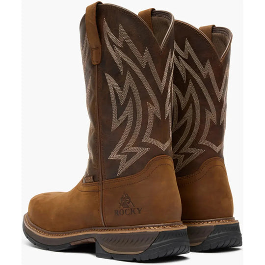 Rocky Men's Ride Lte 11" Carbon Toe Waterproof Western Work Boot- Brown- RKW0474 - Overlook Boots