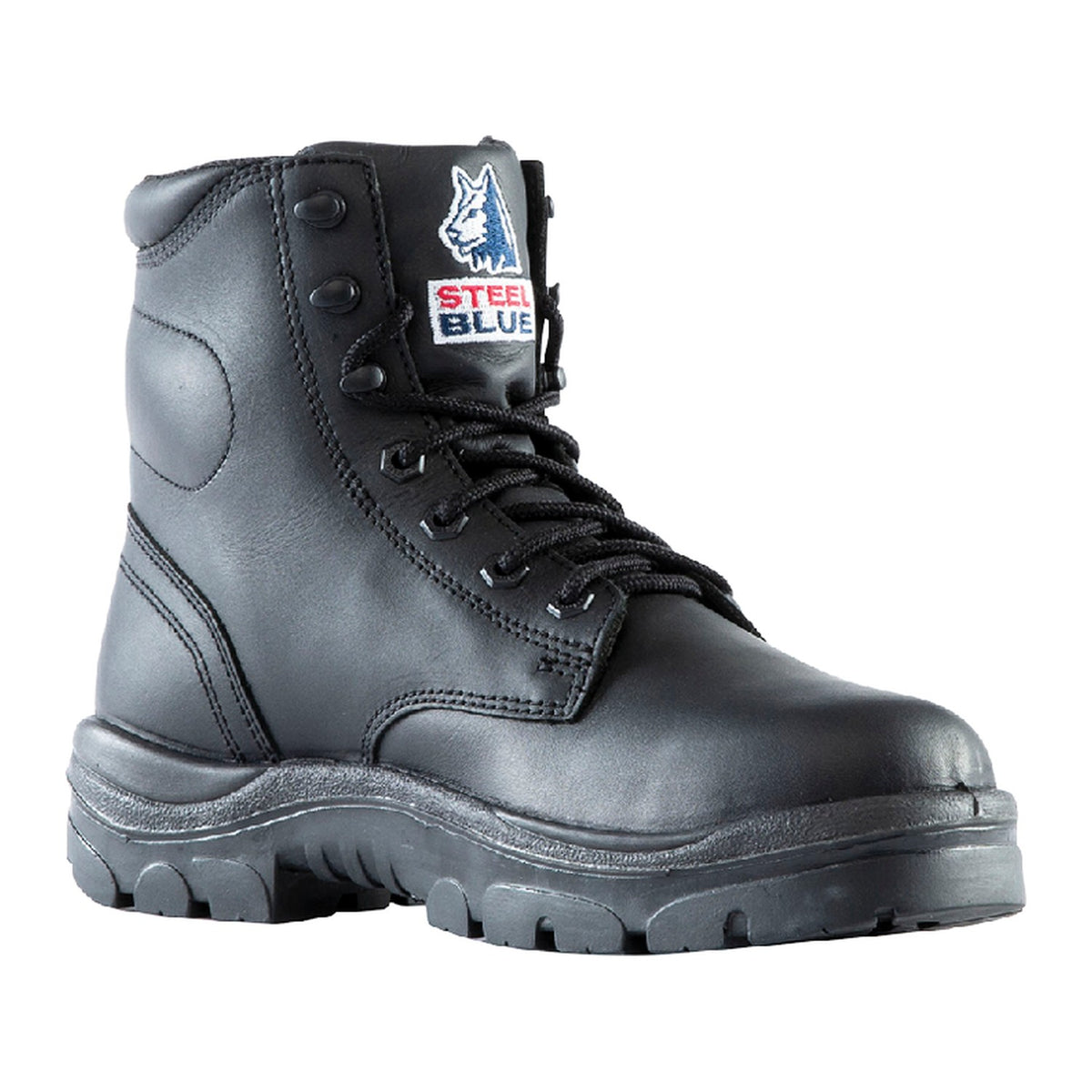 Steel Blue Men's Argyle 6" Soft Toe Waterproof Lace-Up Work Boot - Black - 810952 - Front Angle - Overlook Boots