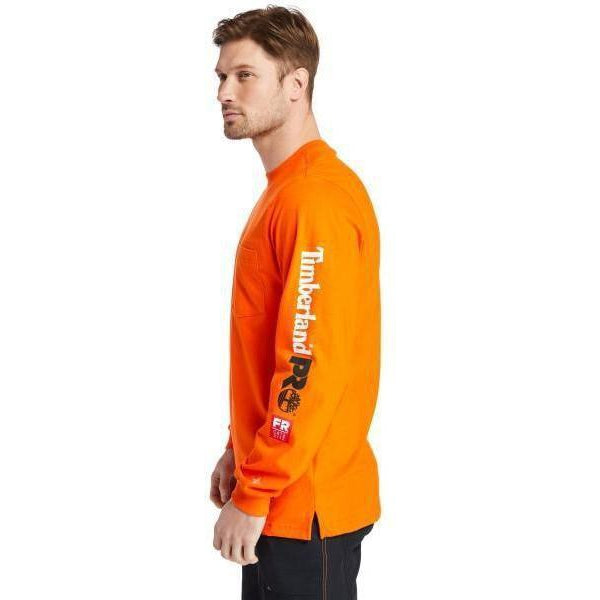 Timberland Pro Men's FR Cotton Core LS W/ Logo Work T-Shirt - Orange - TB0A1V8DY86 - Overlook Boots