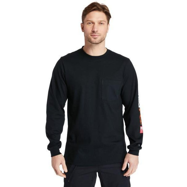 Timberland Pro Men's FR Cotton Core LS W/ Logo Work T-Shirt - Black - TB0A1V8D001 Small / Black - Overlook Boots