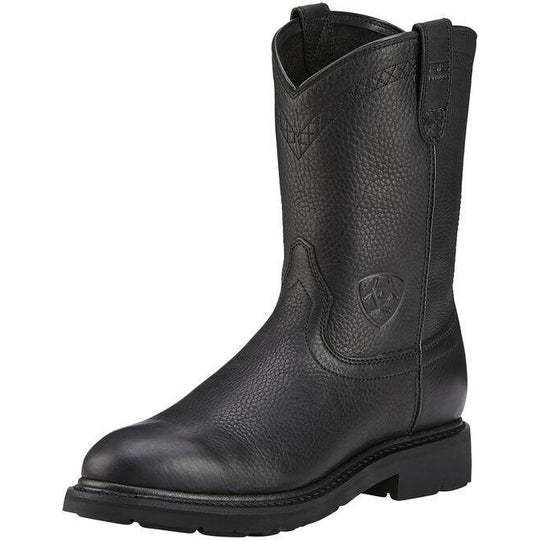 Ariat Men's Sierra 10" Soft Toe Pull-On Western Work Boot - Black - 10002422 7.0 / Medium / Black - Overlook Boots
