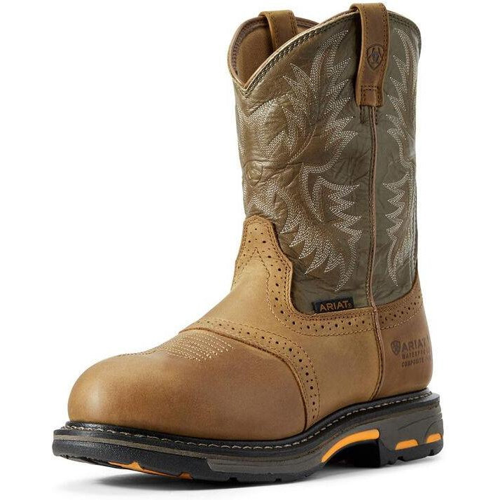 Ariat Men's WorkHog 10" Comp Toe WP Western Work Boot - Aged Bark - 10008635 7 / Medium / Brown - Overlook Boots
