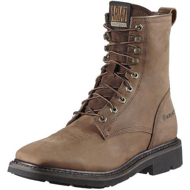 Ariat Men's Cascade 8" Wide Square Soft Toe Western Work Boot- Brown- 10011916 7 / Medium / Brown - Overlook Boots