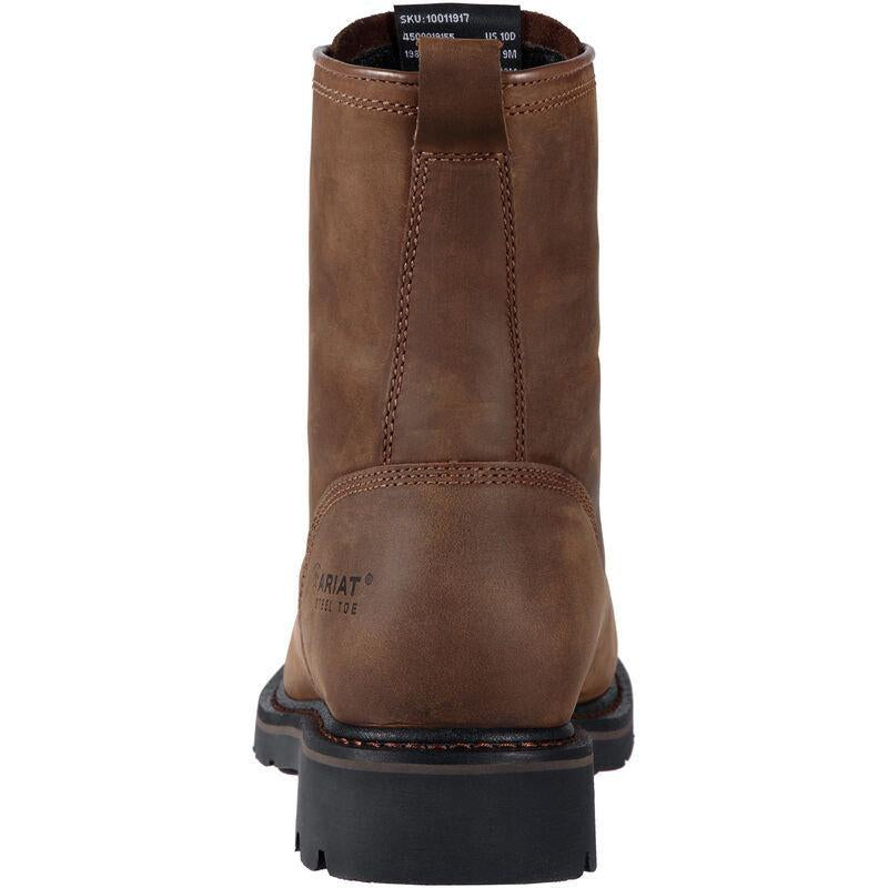 Ariat Men's Cascade 8" Wide Square Soft Toe Western Work Boot- Brown- 10011916 - Overlook Boots