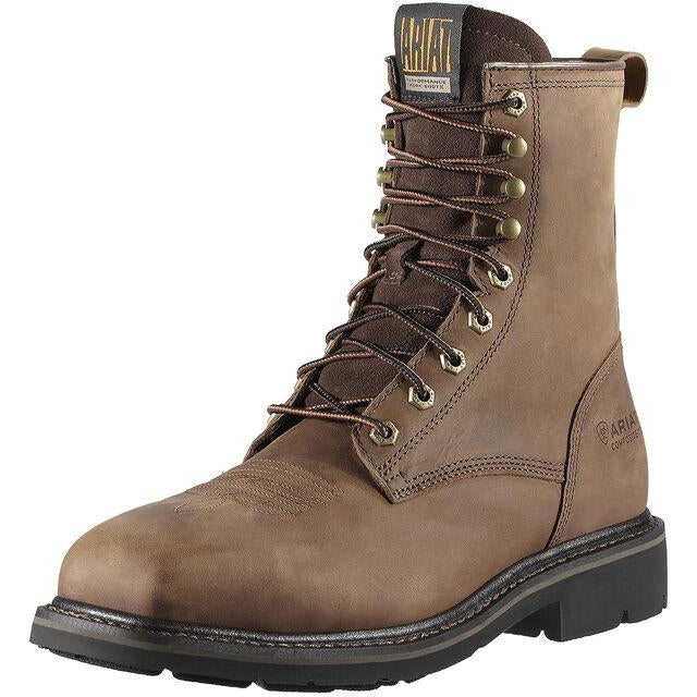 Ariat Men's Cascade 8" Wide Steel Toe Western Work Boot- Brown - 10011917 7 / Medium / Brown - Overlook Boots