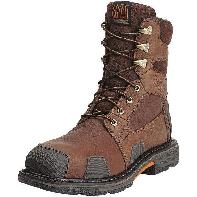 Ariat Men's OverDrive 8" Wide Square Composite Toe Waterproof Work Boot - 10012940 7 / Medium / Brown - Overlook Boots