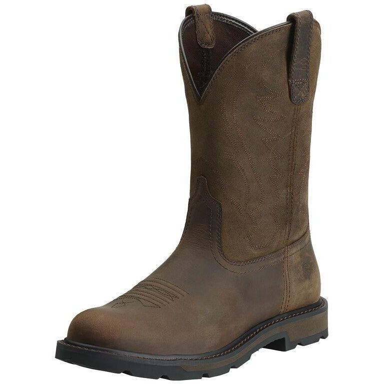 Ariat Men's Groundbreaker 10" Soft Toe Western Work Boot - Brown - 10014238 7 / Medium / Brown - Overlook Boots