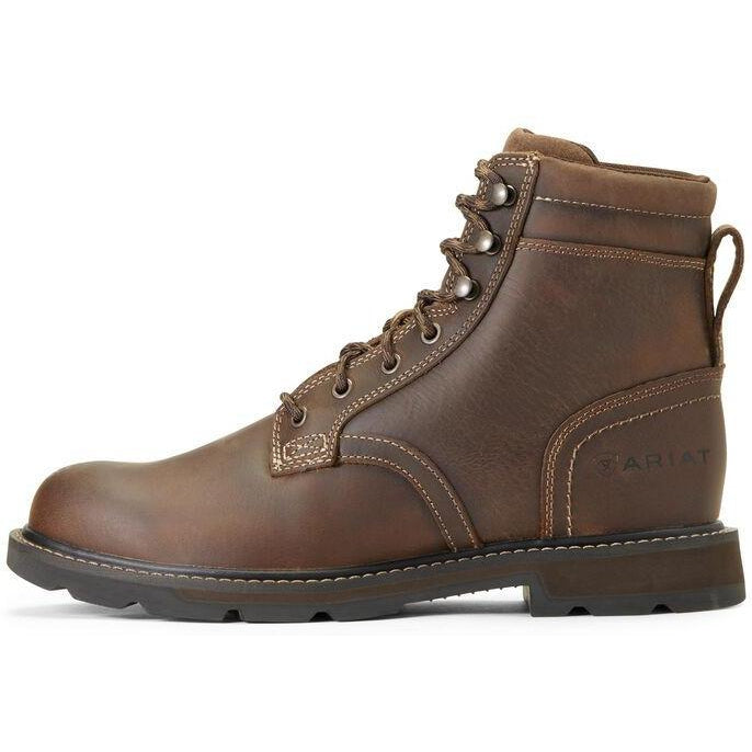 Ariat Men's Groundbreaker 6" Soft Toe Work Boot - Brown - 10016256  - Overlook Boots