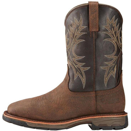 Ariat Men's WorkHog 11" Soft Toe Western Work Boot - Bruin Brown - 10017436 - Overlook Boots