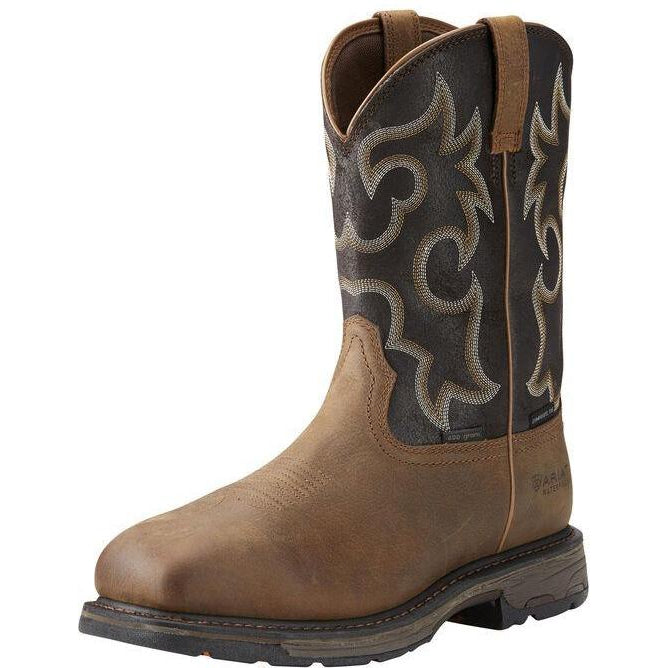 Ariat Men's WorkHog 11" Wide Sqr Comp Toe WP 400g Western Work Boot - 10018555 7 / Medium / Brown - Overlook Boots