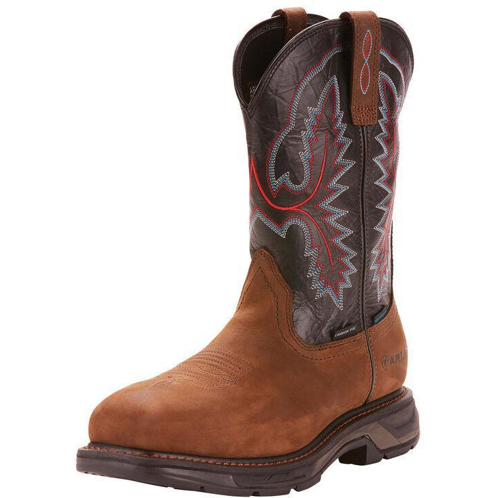 Ariat Men's WorkHog Extreme 11" Carbon Toe Waterproof Western Work Boot - Brown - 10024968 7 / Medium / Brown - Overlook Boots
