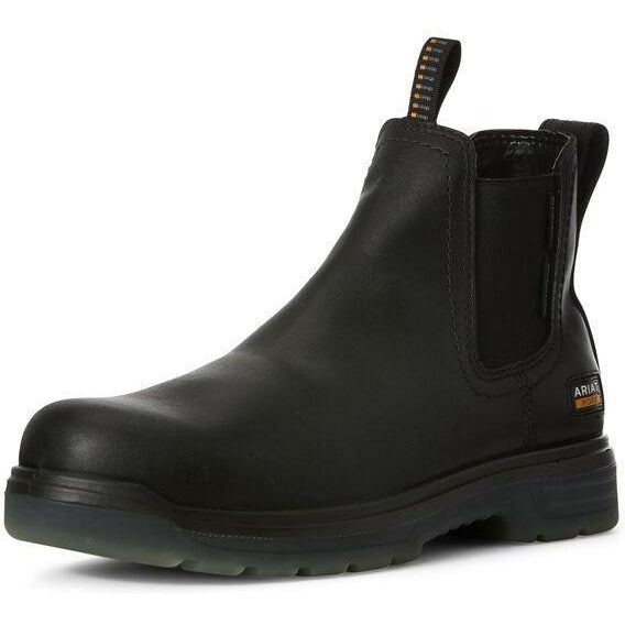 Ariat Men's Turbo Chelsea 6" Carbon Toe WP Work Boot- Black - 10027330 7 / Medium / Black - Overlook Boots