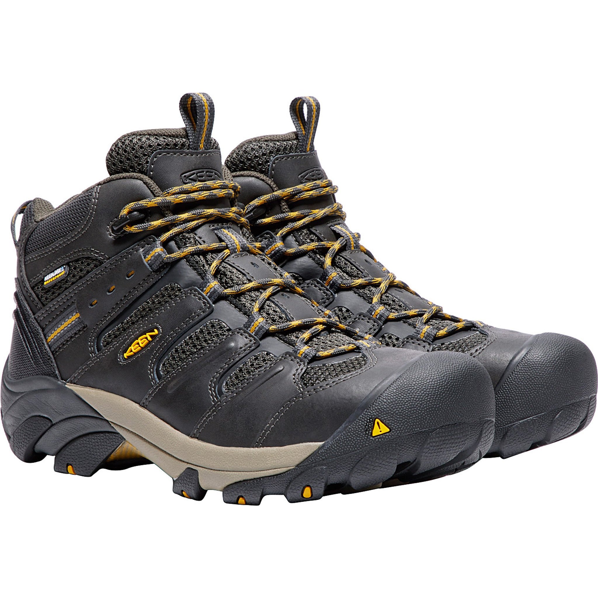 KEEN Utility Men's Lansing Mid Steel Toe Waterproof Work Boot- Raven - 1018079 7 / Medium / Raven/Tawny Olive - Overlook Boots