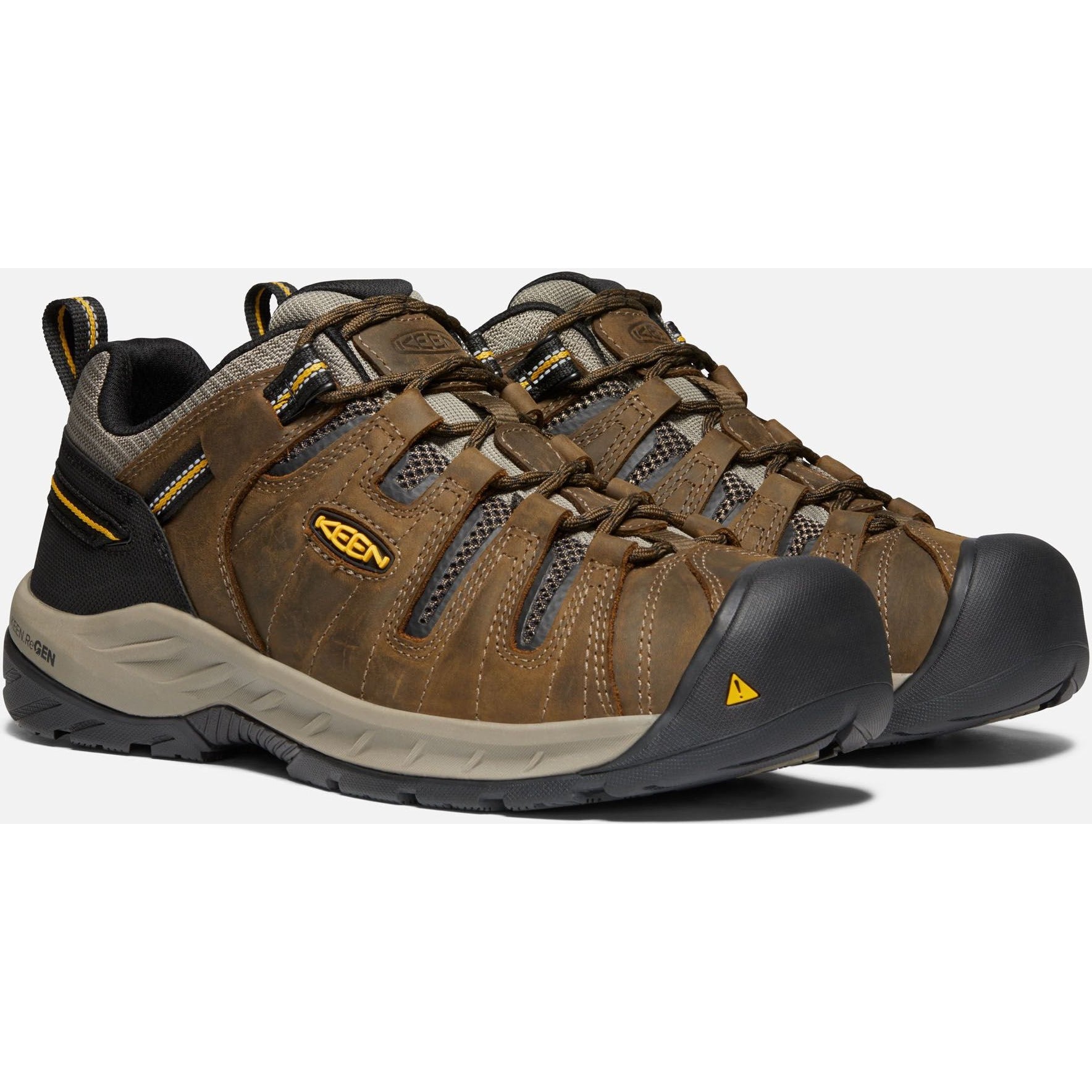 KEEN Utility Men's Flint II Soft Toe Work Shoe- Cascade Brown- 1023241 7 / Medium / Cascade Brown/Golden Rod - Overlook Boots