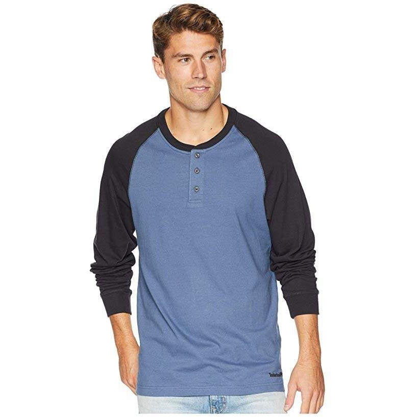 Timberland Pro Men's Cotton Core Long Sleeve Henley - Vintage Indigo - TB0A1I39N49 2x Extra Large / Blue - Overlook Boots