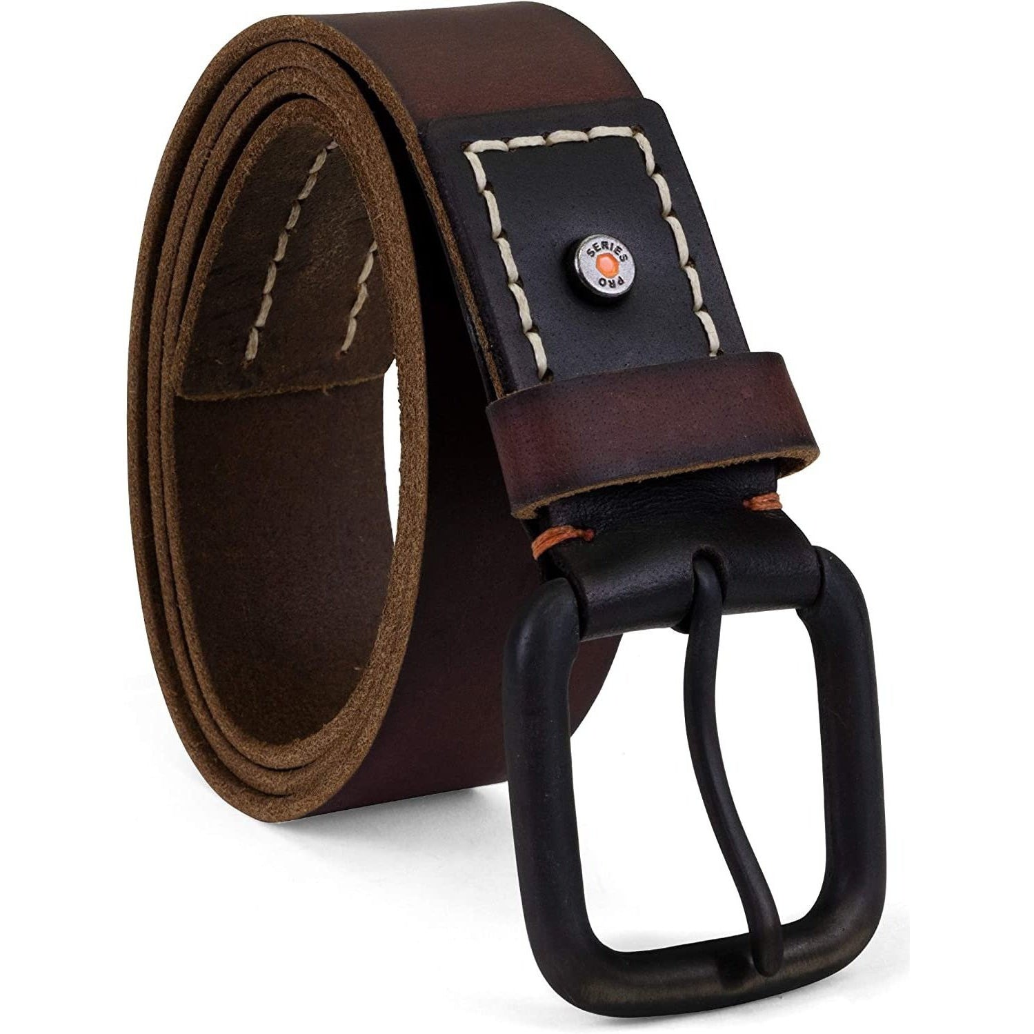 Timberland Pro Men's Vintage Style Rivet Double Stitch Leather Belt BP0008 40 / Dark Brown - Overlook Boots
