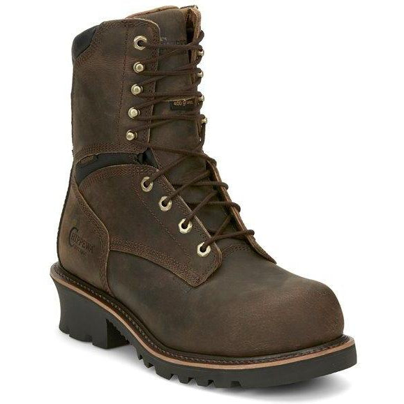 Chippewa Men's Sador 9" Comp Toe WP 400G Ins Logger Work Boot - 73233 8 / Wide / Brown - Overlook Boots