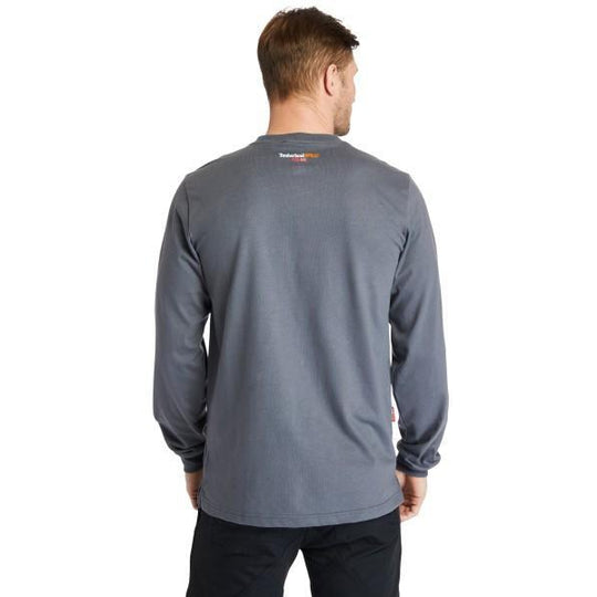 Timberland Pro Men's FR Cotton Core LS W/ Logo Work T-Shirt - Charcoal - TB0A1V8D003 - Overlook Boots
