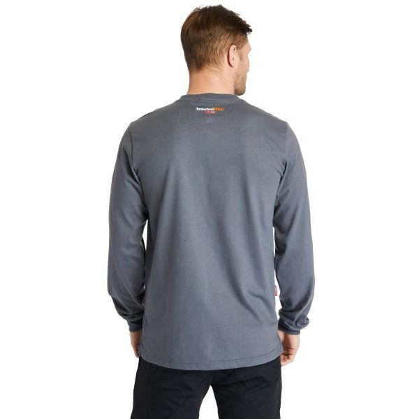 Timberland Pro Men's FR Cotton Core LS W/ Logo Work T-Shirt - Charcoal - TB0A1V8D003 - Overlook Boots