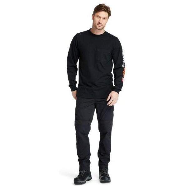 Timberland Pro Men's FR Cotton Core LS W/ Logo Work T-Shirt - Black - TB0A1V8D001 - Overlook Boots