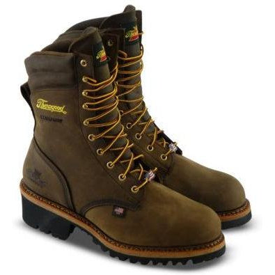 Thorogood Men's Logger 9" Steel Toe Waterproof USA Made Work Boot - Brown - 804-3555 8 / Medium / Brown - Overlook Boots