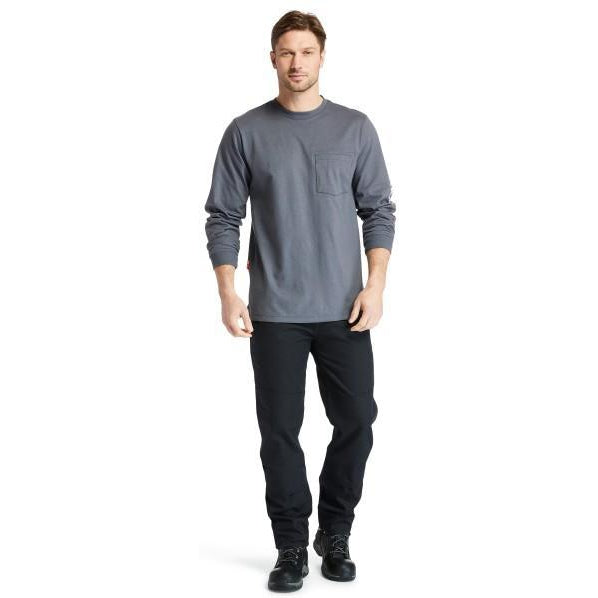 Timberland Pro Men's FR Cotton Core LS W/ Logo Work T-Shirt - Charcoal - TB0A1V8D003 - Overlook Boots