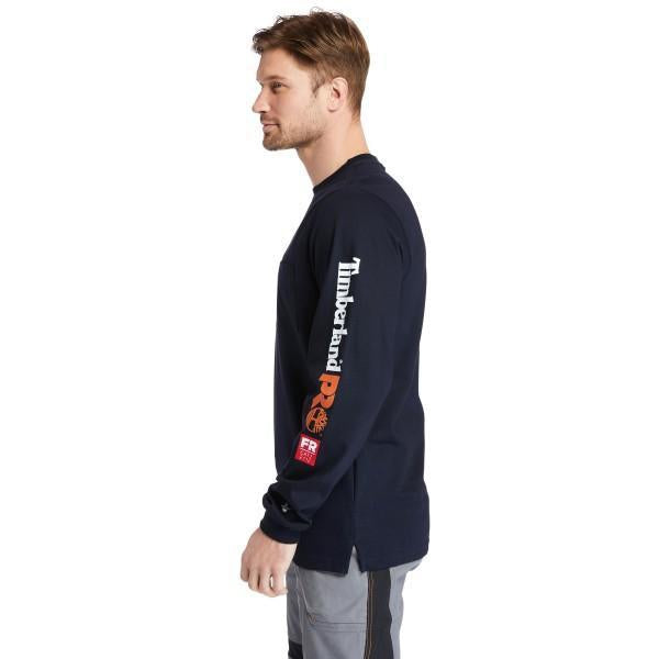 Timberland Pro Men's FR Cotton Core LS W/ Logo Work T-Shirt - Navy - TB0A1V8D410 - Overlook Boots