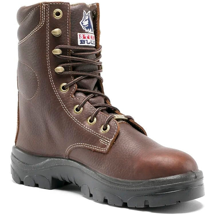 Steel Blue Men's Portland 8" WP Soft Toe Lace Up Work Boot - Oak - 810955 7 / Medium / Brown - Overlook Boots