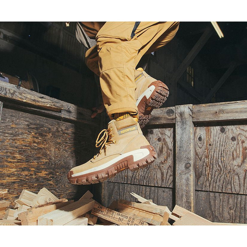 CAT Men's Invader Hi Steel Toe Slip Resistant Work Boot -Mushroom- P91596 - Overlook Boots