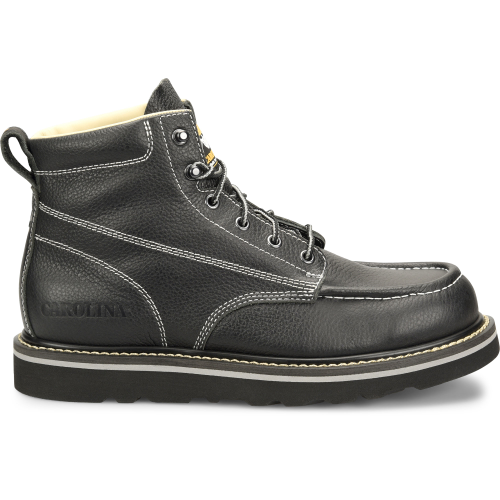 Carolina Men's Flatiron 6" Moc Toe Wedge Work Boot - Black - CA7007 8 / Medium / Black - Overlook Boots