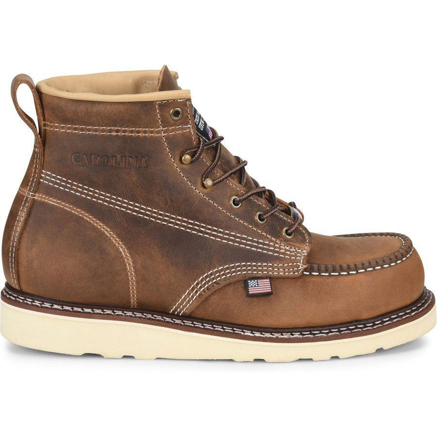 Carolina Men's Amped USA Made 6" Steel Toe Wedge Work Boot Brown - CA7811 8 / Medium / Brown - Overlook Boots
