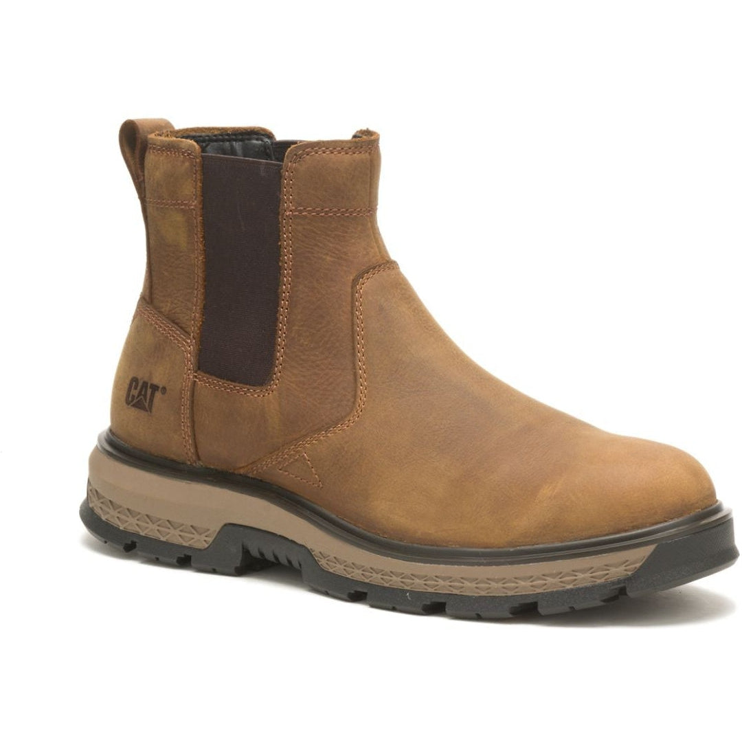 CAT Men's Exposition Soft Toe Chelsea Work Boot - Pyramid - P51060 7 / Medium / Brown - Overlook Boots