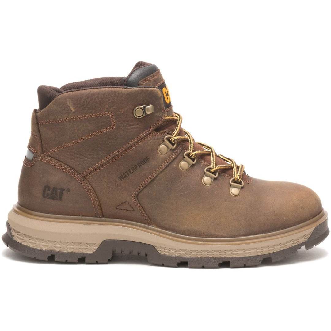 Cat Men's Exposition Hiker Soft Toe WP Work Boot- Pyramid - P51061 7 / Medium / Brown - Overlook Boots