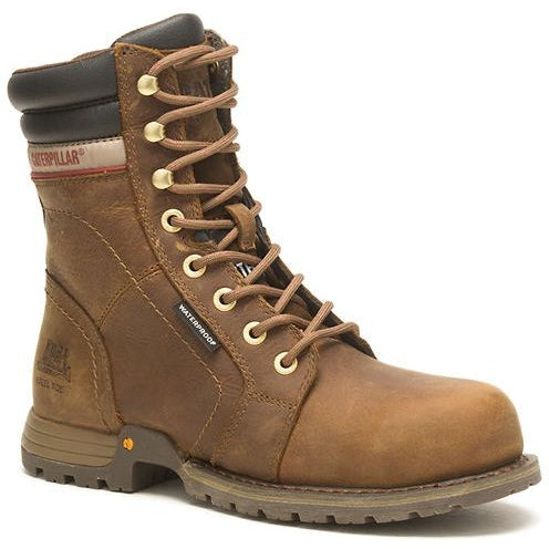 CAT Women's Echo Steel Toe Waterproof Slip Resistant Work Boot -Pyramid- P91575 5 / Medium / Brown - Overlook Boots