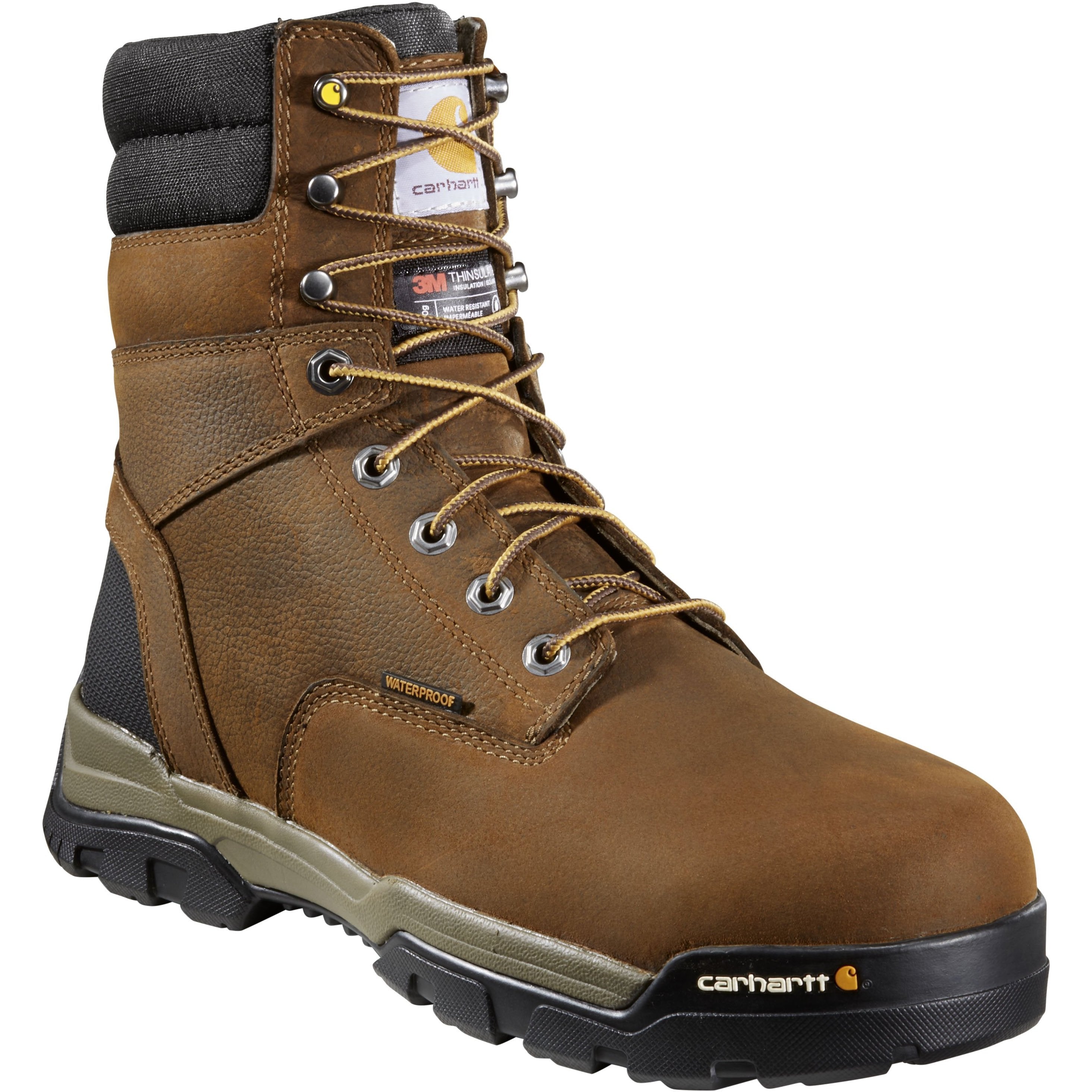 Carhartt Men's Ground Force 8" Composite Toe Waterproof 600G Ins Work Boot - CME8347 8 / Medium / Brown - Overlook Boots