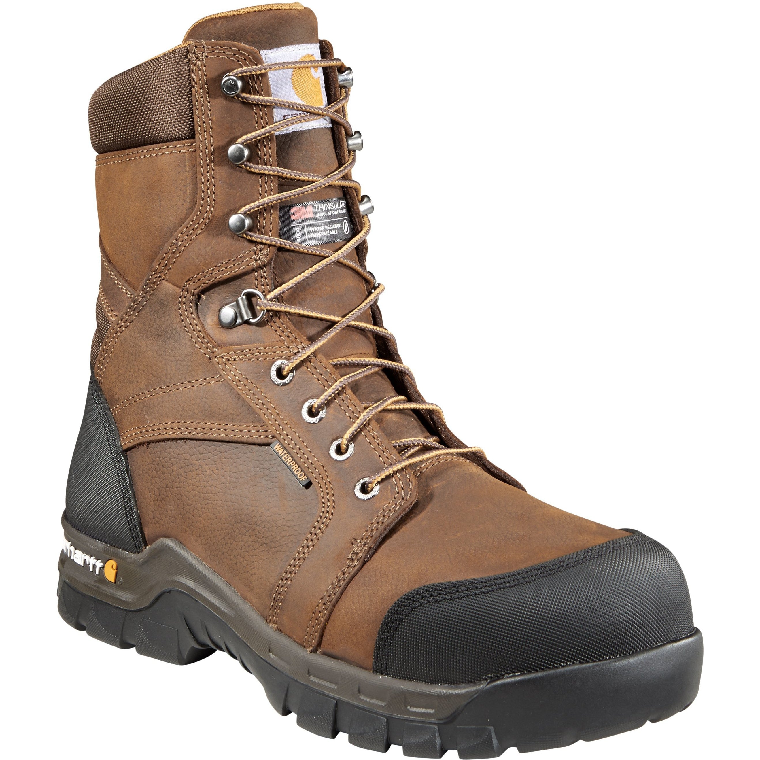 Carhartt Men's Rugged Flex 8" Comp Toe Ins WP Work Boot Brown CMF8389 8 / Medium / Brown - Overlook Boots