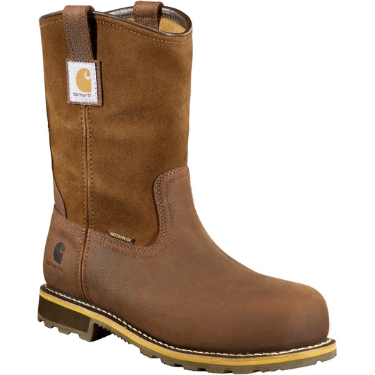 Carhartt Men's Wellington 10" Carbon Nano Toe Waterproof Work Boot - CMP1453 8 / Medium / Brown - Overlook Boots